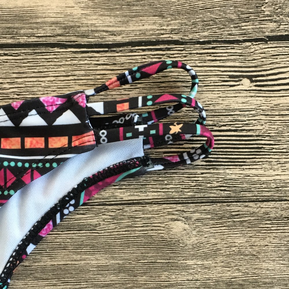 Bandeau printed bikini split swimsuit