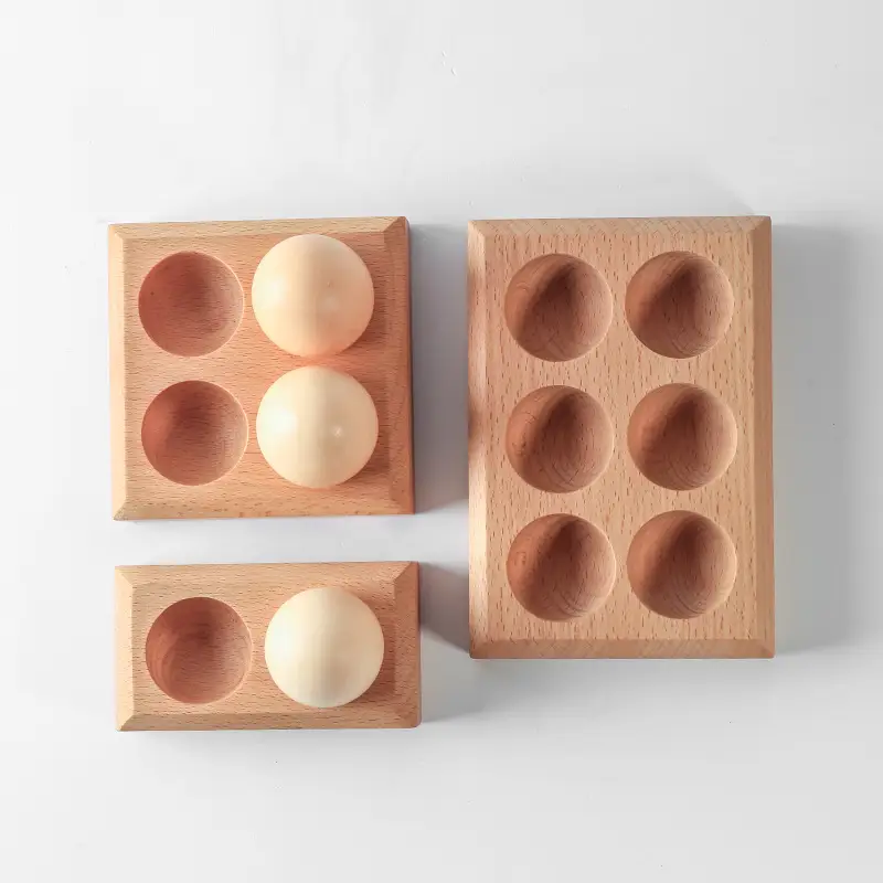 2/4/6 grid Wooden beech egg tray