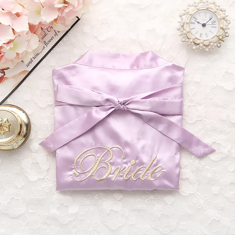 Bridal pajamas simulation silk nightgown - Purple