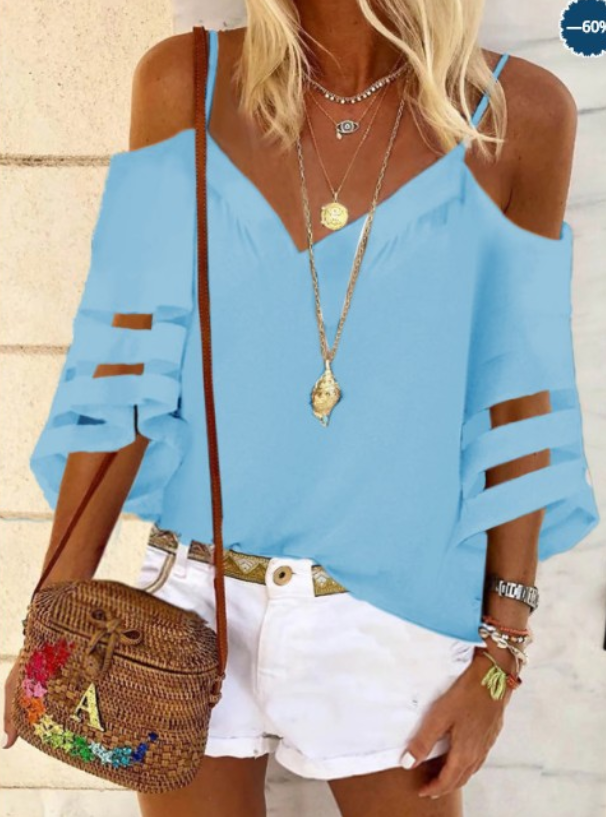 Sling stitching mesh T-shirt