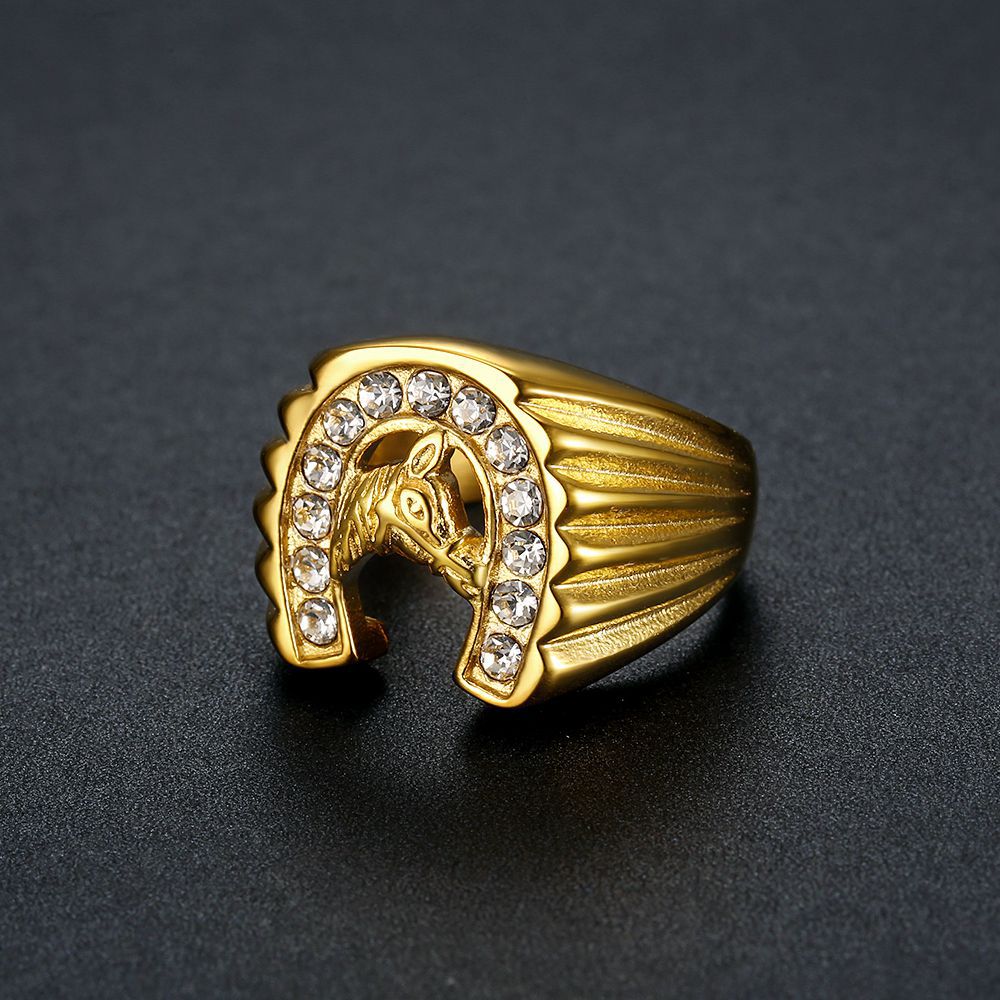Gold Diamond Horse Head Ring