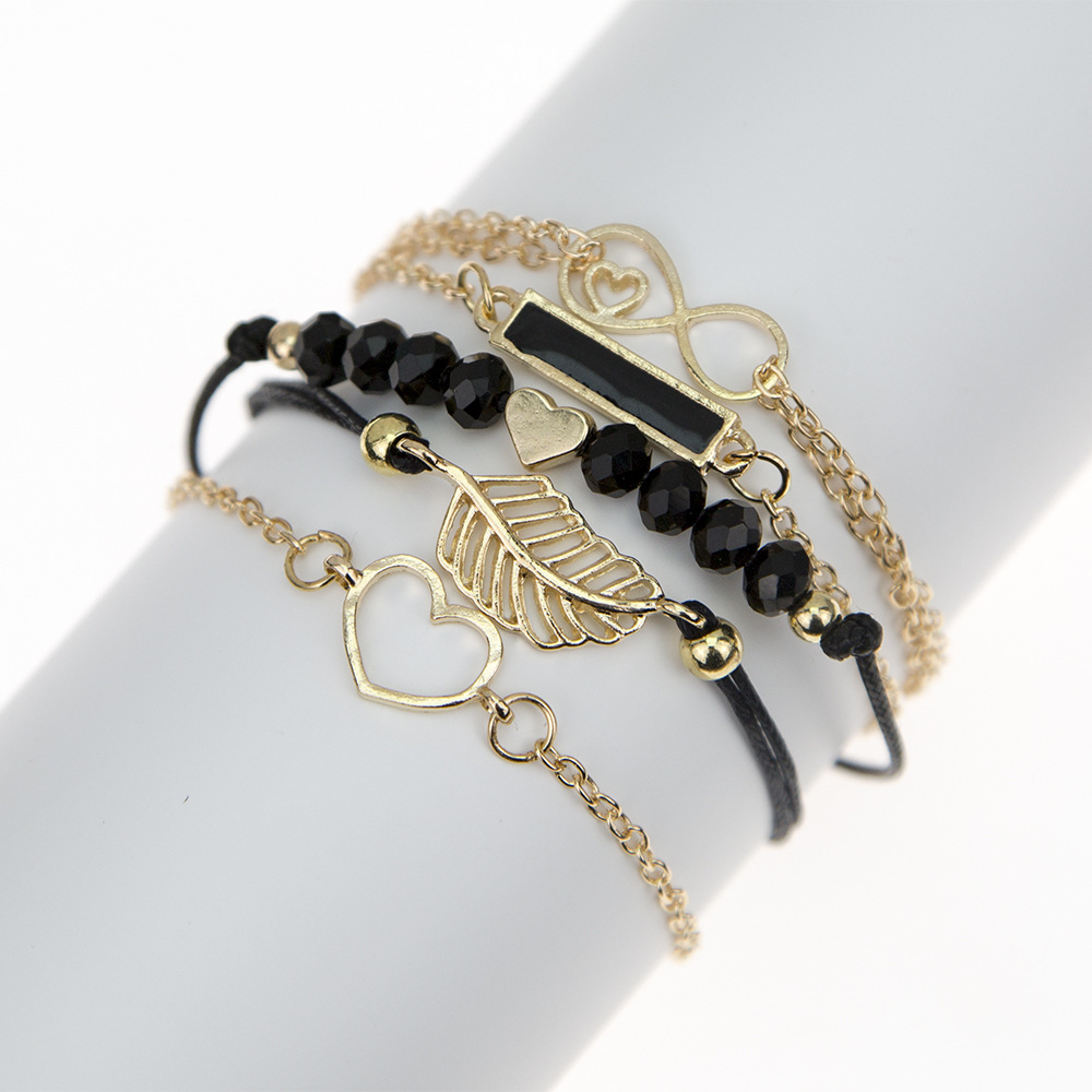 8 word leaf braided multi-layer bracelet