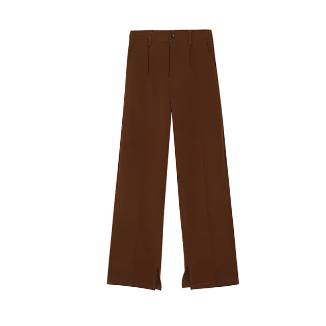 Show leg length split trousers Brown - Shop at LoveMi