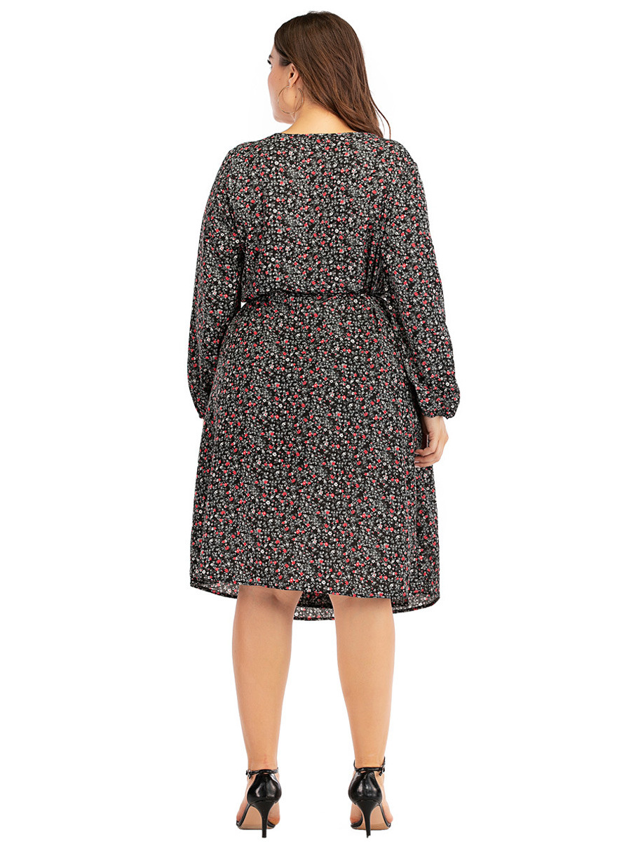 V-neck lantern sleeve maxi skirt