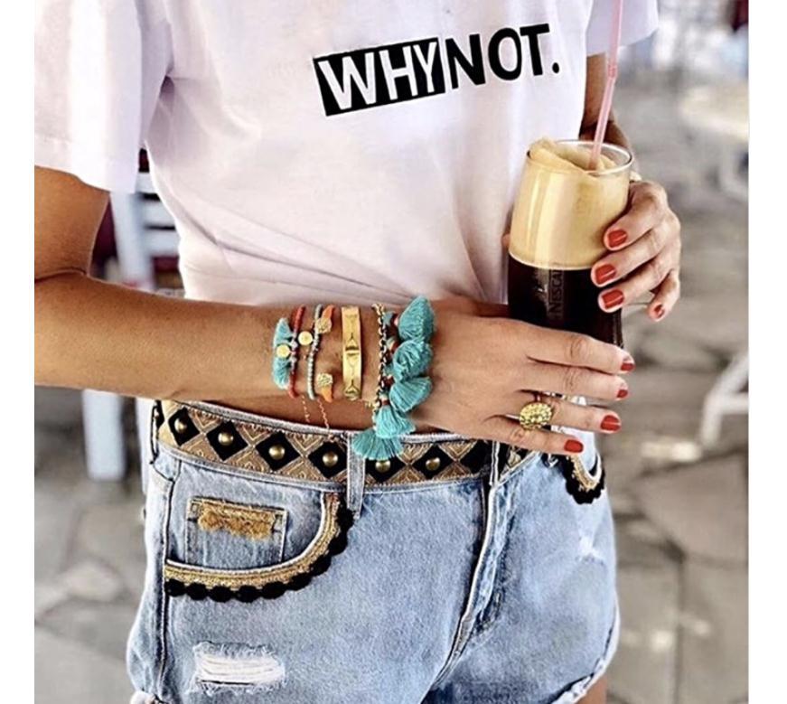 Women's letter pattern printed short sleeve