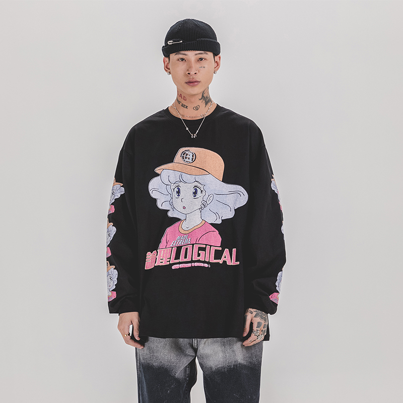 Anime character girl printed T-shirt