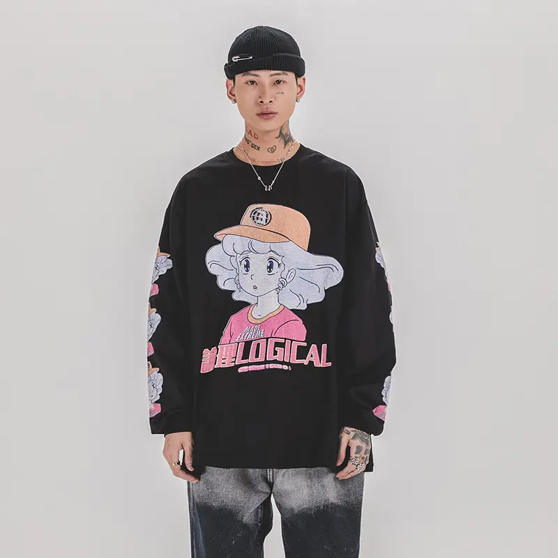 Anime character girl printed T-shirt