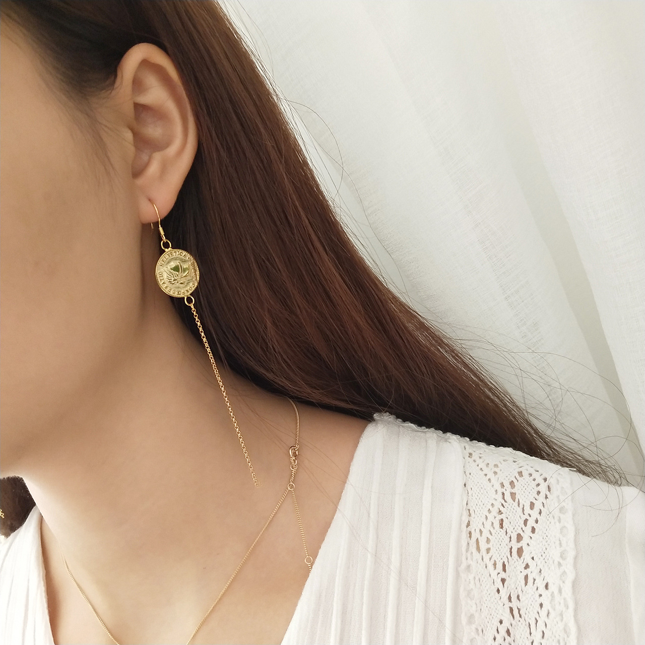 Golden coin earrings