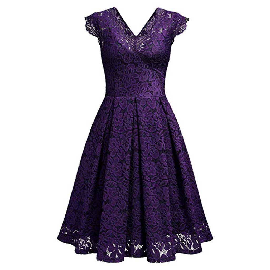 V-neck sleeveless lace dress