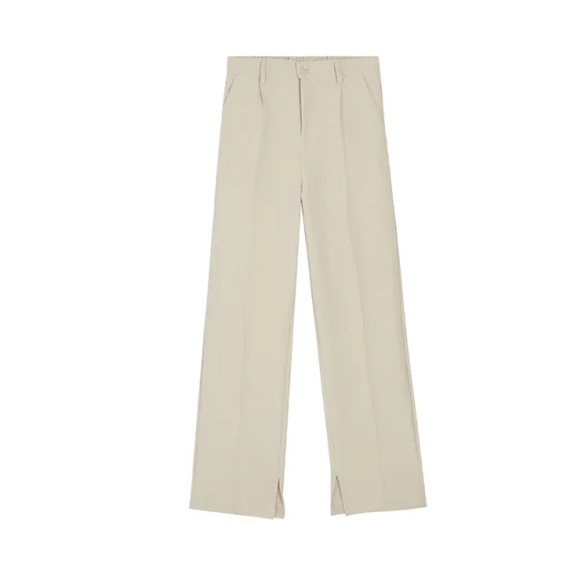 Show leg length split trousers Khaki - Shop at LoveMi