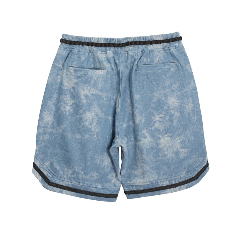 Bleach dyed men's denim shorts
