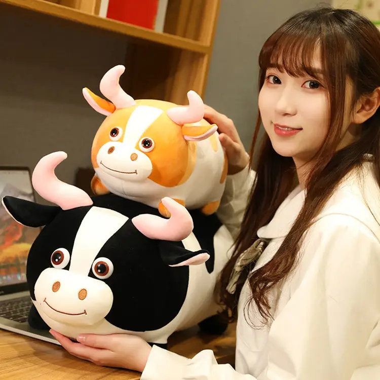 Cartoon cow long pillow plush toy