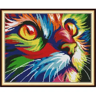 Cross stitch rainbow dog colorful domestic dog Cat - Shop at LoveMi
