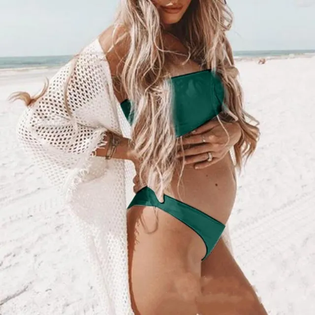 Pregnant women tube top swimsuit Green - Shop at LoveMi