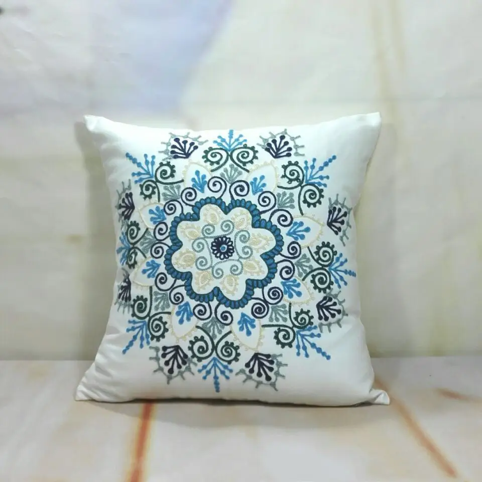 Three-dimensional embroidered flower pillow case