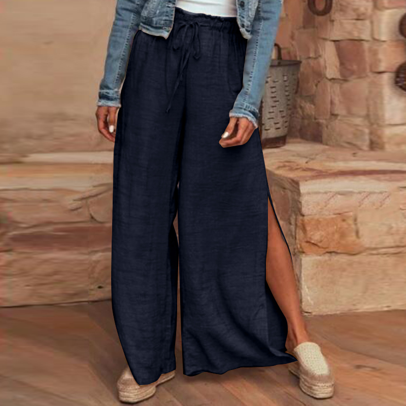 Cotton and linen loose plus size wide leg pants