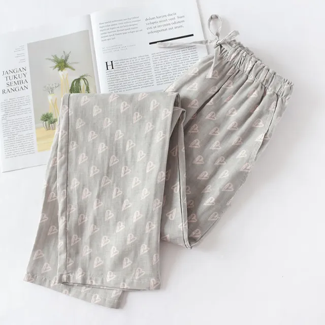 Pure cotton loose home trousers Grey - Shop at LoveMi