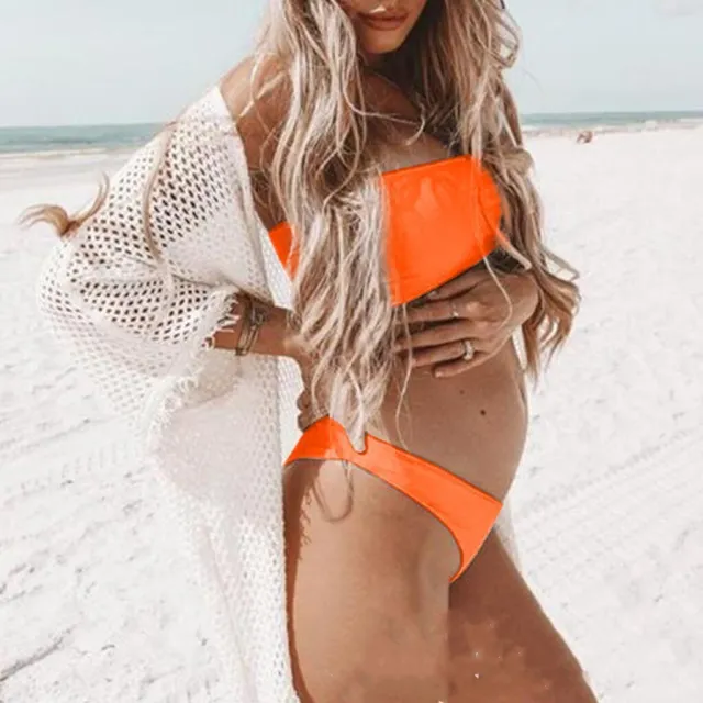 Pregnant women tube top swimsuit Orange - Shop at LoveMi