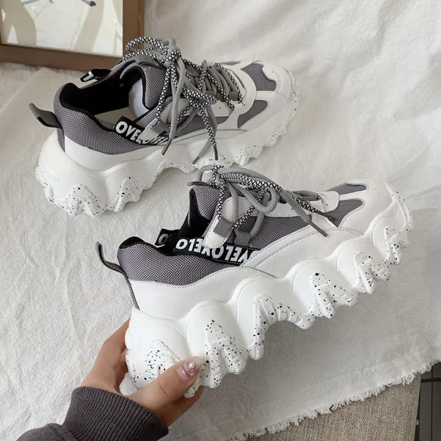 Casual sports shoes with thick soles Grey - Shop at LoveMi