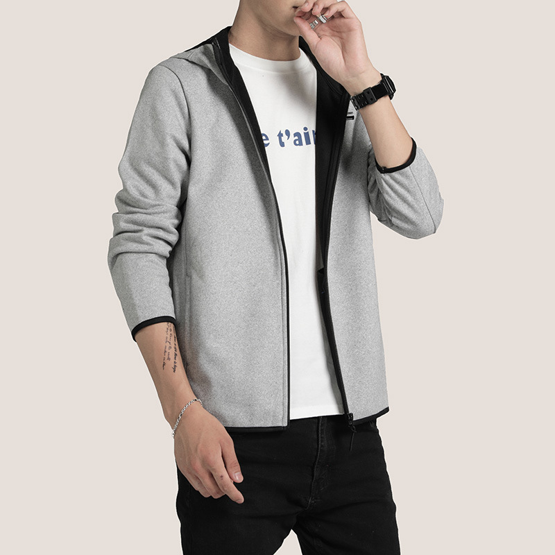 Fleece sweater men's hooded cardigan jacket