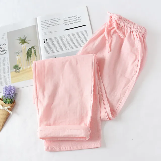 Pure cotton loose home trousers Pink - Shop at LoveMi
