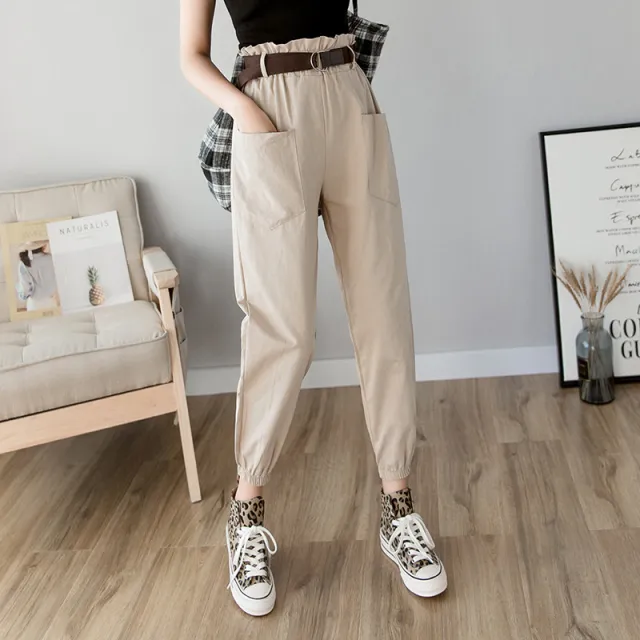 Women's loose feet overalls Khaki - Shop at LoveMi