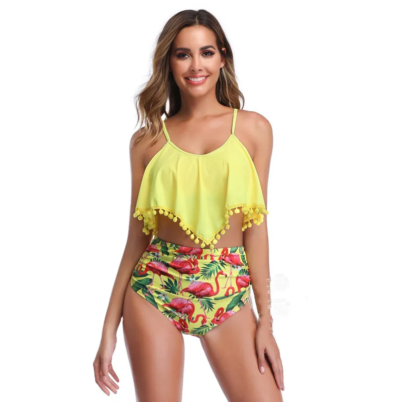 Sexy ruffle swimsuit - Yellow