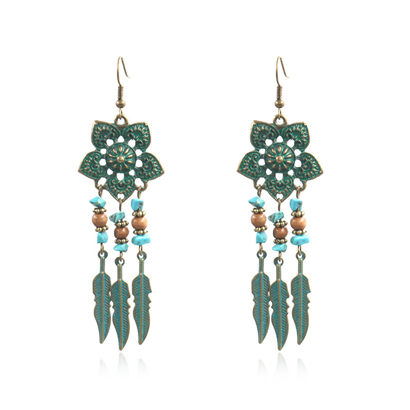 Leaf tassel earrings