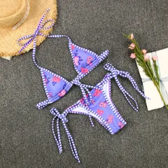 Bandage print bikini - Purple - View 1