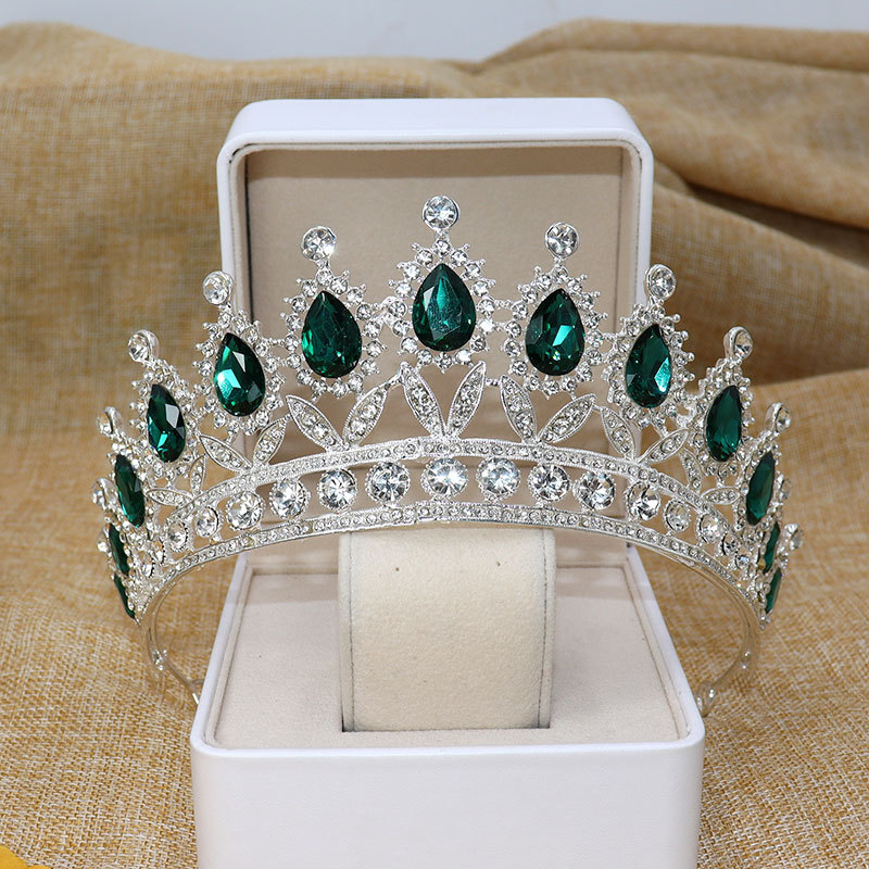 Korean bridal headdress princess headband Silver Green - Shop at LoveMi