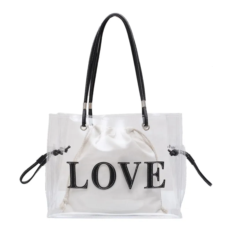 Large capacity transparent jelly shoulder bag - Transparent