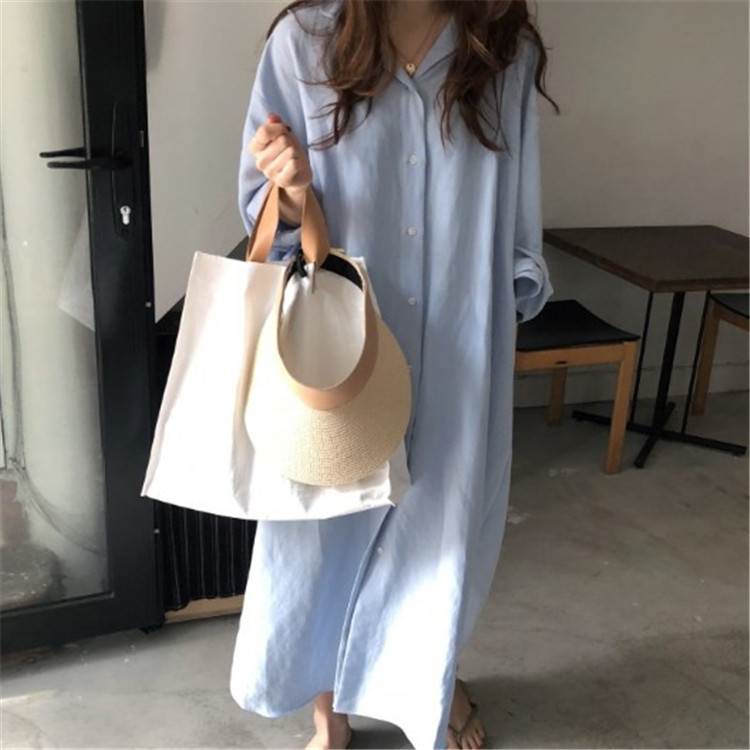 Long cotton and linen blouse