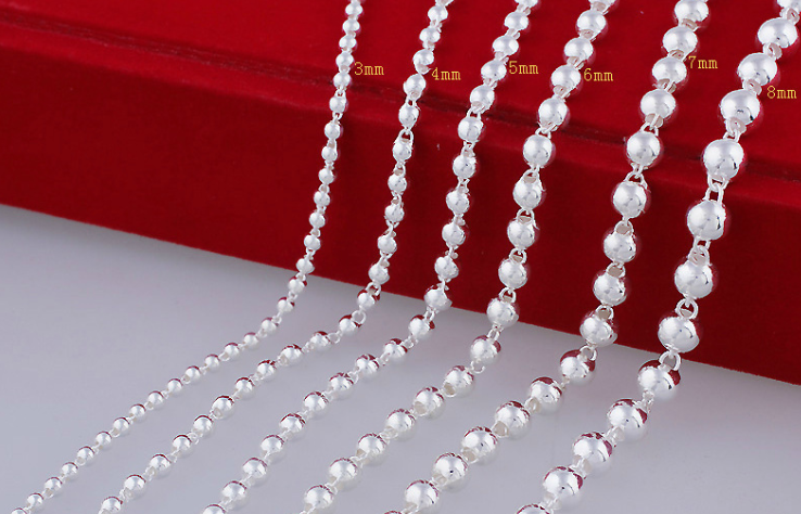 Round Beads Silver Bead Necklace — foto 2