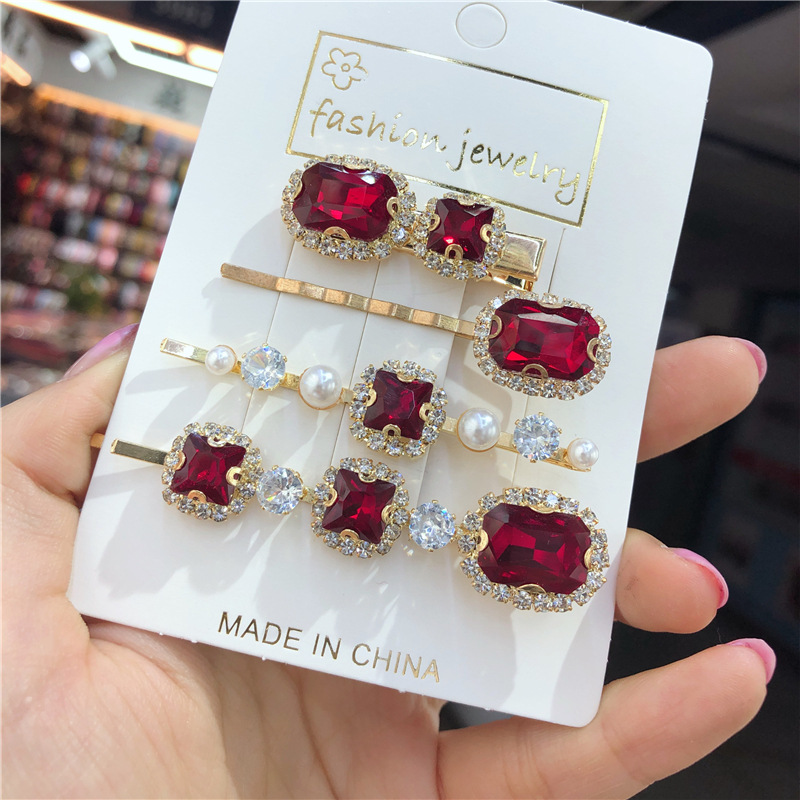 Korean retro green hairpin Red - Shop at LoveMi