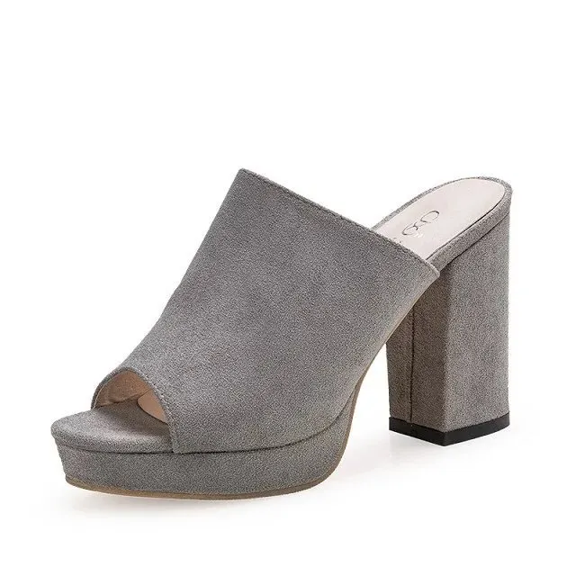 Coarser heel high heeled shoes Grey - Shop at LoveMi