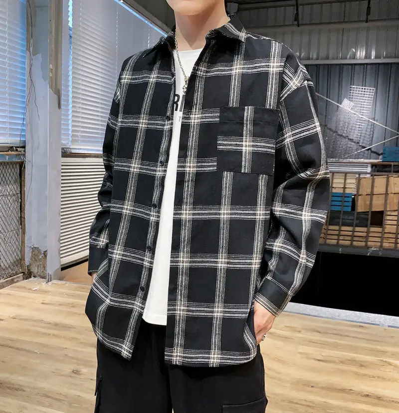 Plaid Shirt Male Growth Sleeve