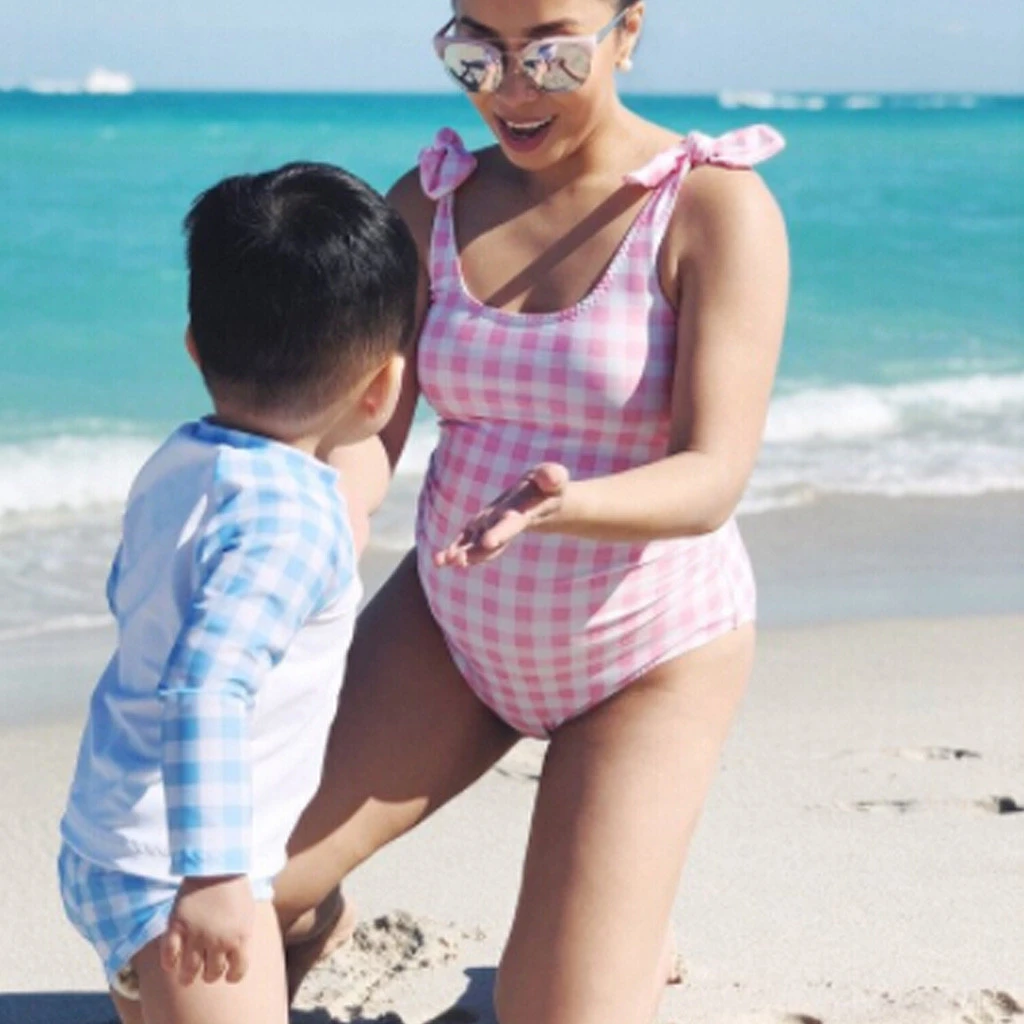 Digital printed maternity swimsuit