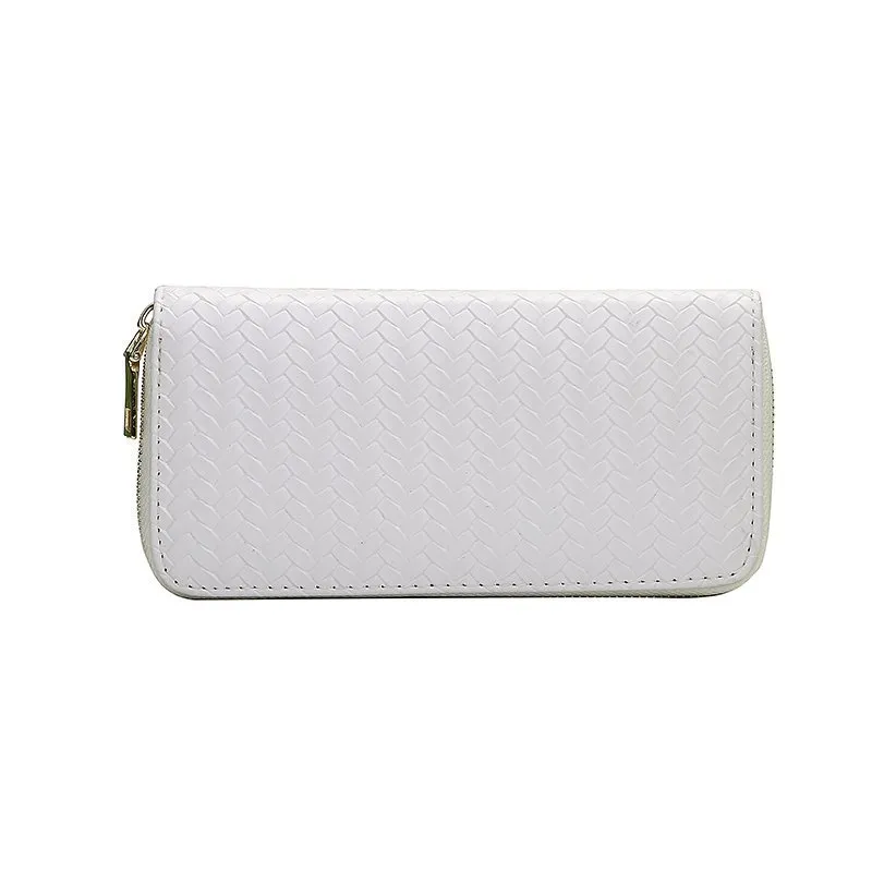 Zipped woven clutch - White