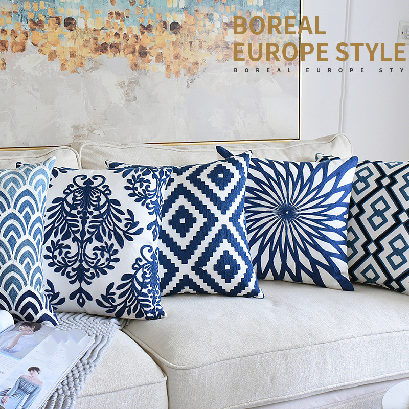 Blue and white embroidered waist pillowcase — image 1