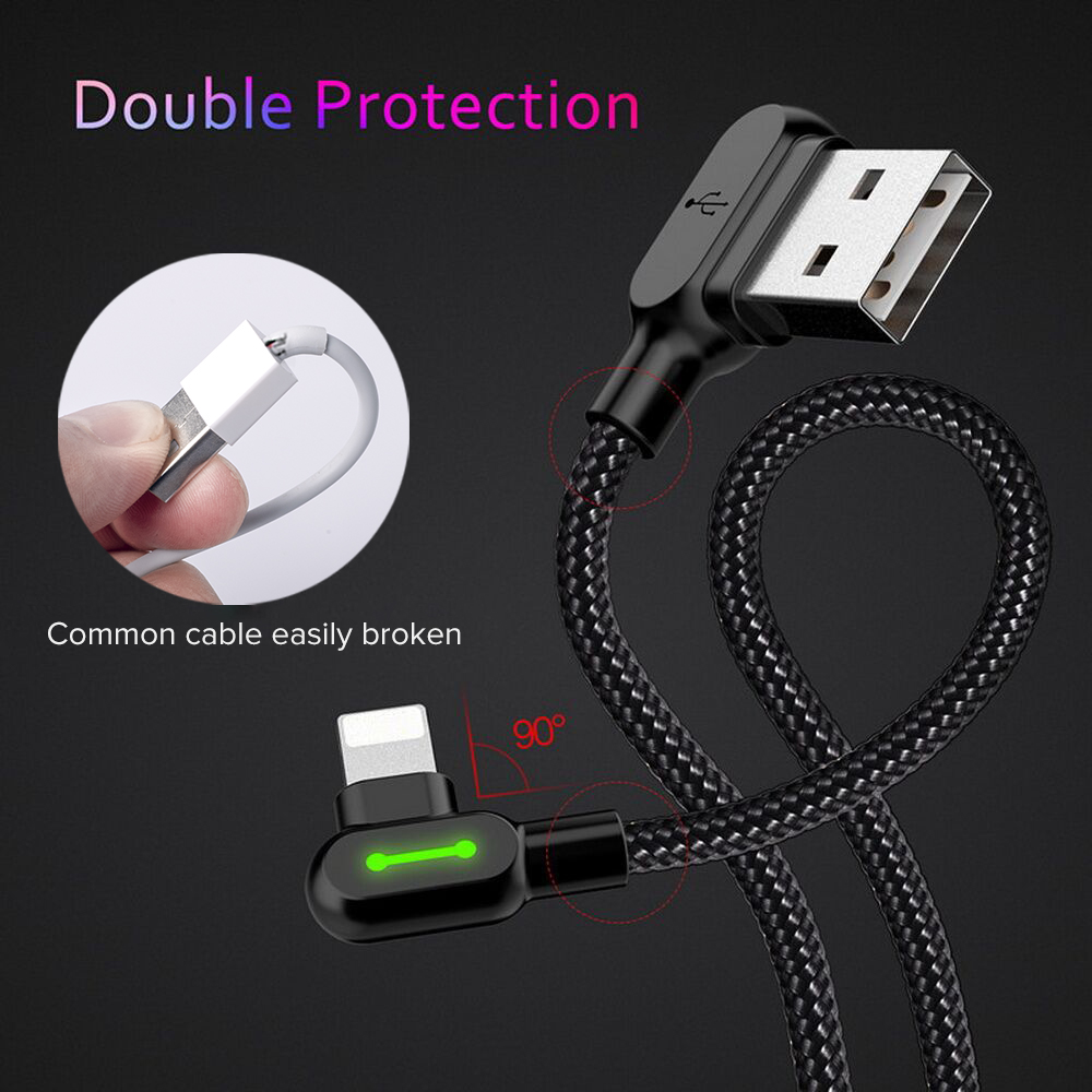 Double elbow with light braided charging cable