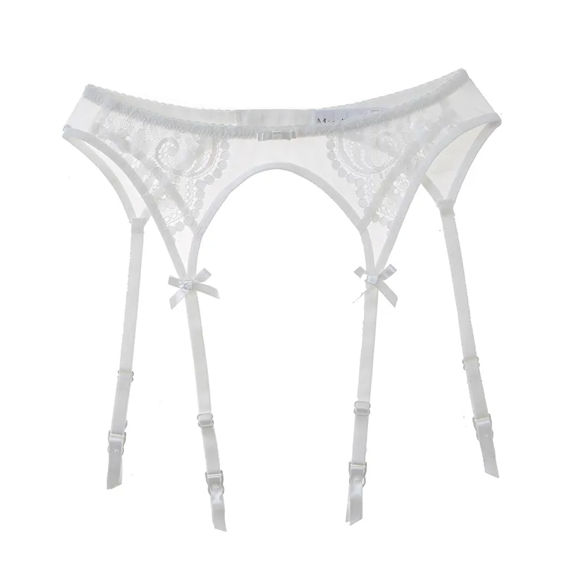 Hollow lace mesh super thin perspective Garter - White