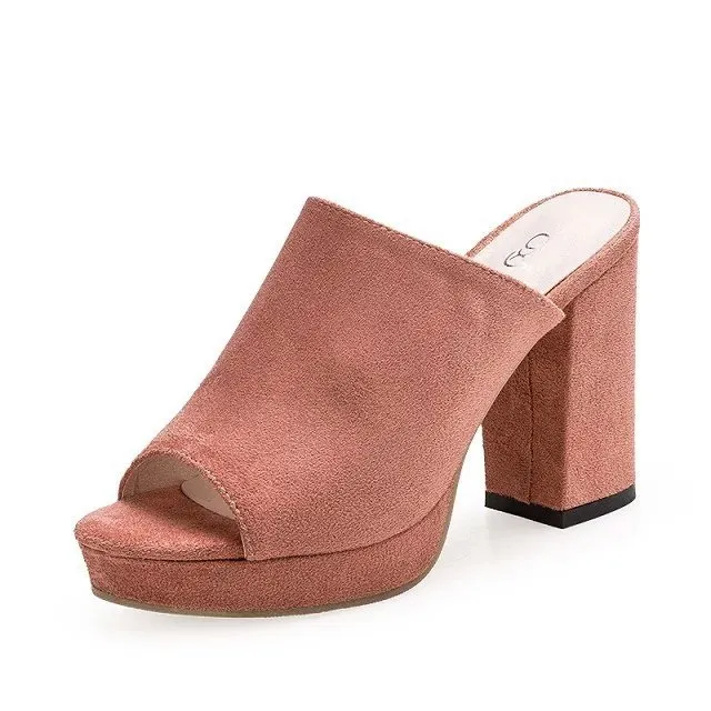 Coarser heel high heeled shoes Pink - Shop at LoveMi