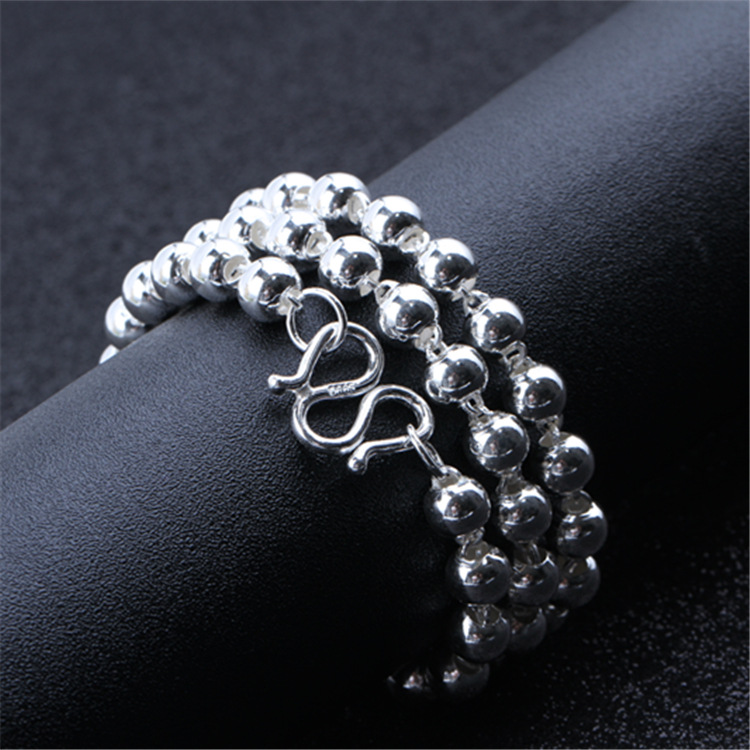 Round Beads Silver Bead Necklace — foto 6