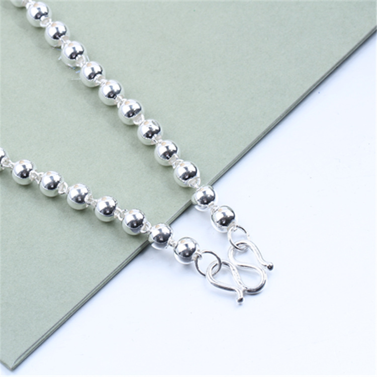 Round Beads Silver Bead Necklace — foto 4