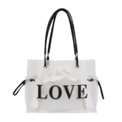 Large capacity transparent jelly shoulder bag - White - View 1