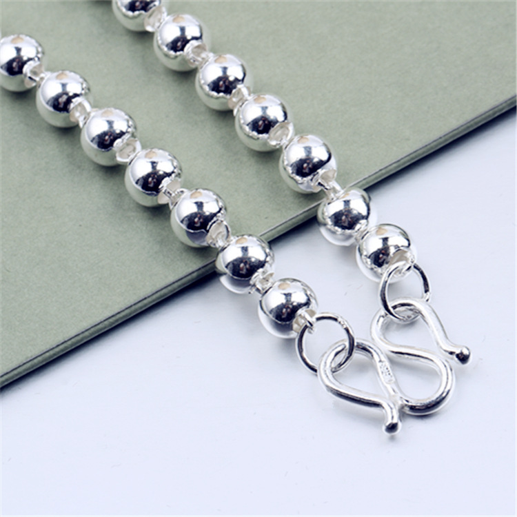 Round Beads Silver Bead Necklace — foto 3