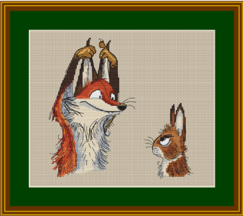 Fox and rabbit cross stitch — image 1