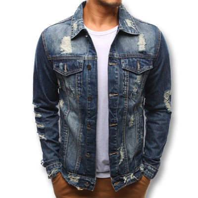 Comfortable men's long sleeve denim jacket