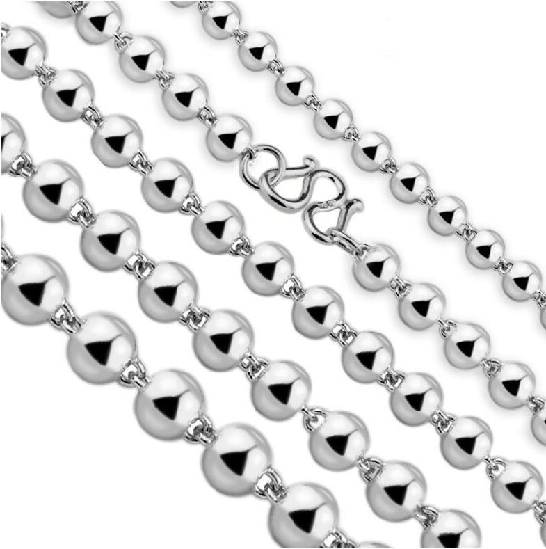 Round Beads Silver Bead Necklace — foto 5