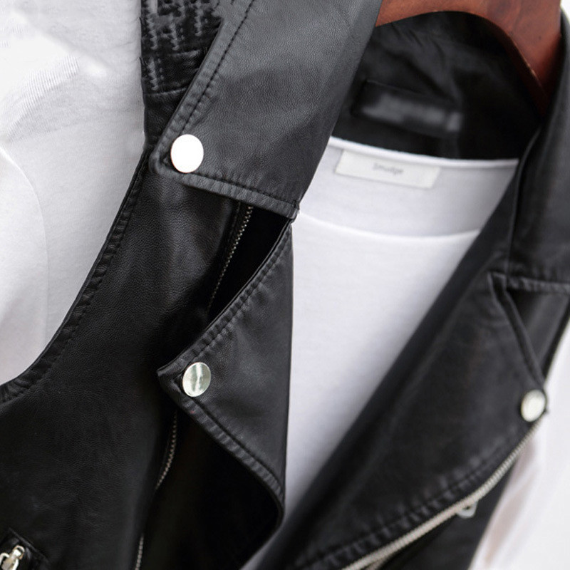 Sleeveless leather PU belt coat